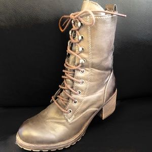 Brown lace up combat boots